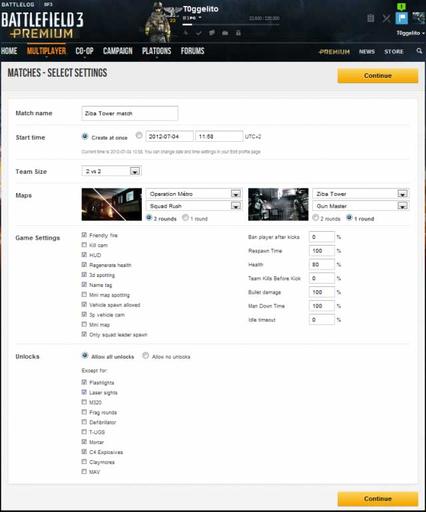 Battlefield 3 - Функция “Matches” для создания матчей в Battlefield 3