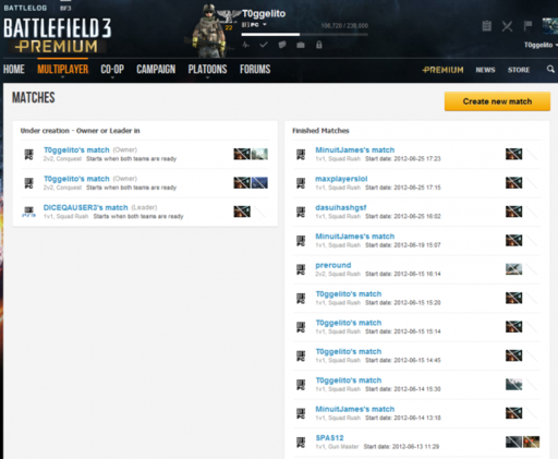 Battlefield 3 - Функция “Matches” для создания матчей в Battlefield 3